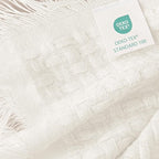 Exclusivo Mezcla Knit Throw Blanket with Fringes for Couch, Reversible Super Soft and Warm Woven Boho Throw for All Season, Home Decor, 50"x60", Ivory