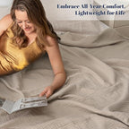PHF 100% Cotton Muslin Throw Blanket 50" x 60", 4-Layer Lightweight Gauze Throw, Breathable Cloud-Soft Minimalist Blanket for Bed, Couch, Camping & Baby, Taupe, Ideal Gift