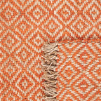SAFAVIEH Natural Fiber Collection Area Rug - 6' Round, Orange & Natural, Handmade Boho Diamond Tassel Jute, Ideal for High Traffic Areas in Living Room, Bedroom (NF266B)