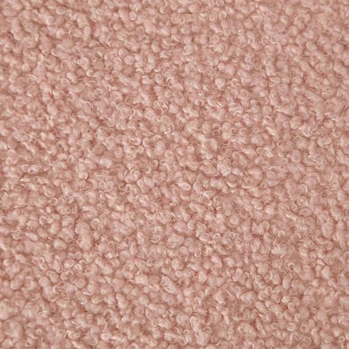 Boucle Ottoman with Storage Pink, Small Round Footrest Stool with Removable Lid, Upholstered Sherpa Vanity Chair for Bedroom Entryway