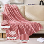 MIULEE Valentines Pink Throw Blanket 3D Ribbed Jacquard Fleece Flannel Velvet Plush Decorative Bed Blanket (Throw, 50" x 60") - Super Soft, Lightweight, Warm and Cozy for Couch Sofa Home Decor