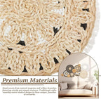 HJJWNDDNG 11 Pack Boho Wall Basket Decor Set, Hanging Woven Seagrass Rattan Wicker Boho Wall Decor, Round Farmhouse Wall Hanging Baskets Rustic Flat Wall Art for Living Room Bedroom Kitchen (Style 6)