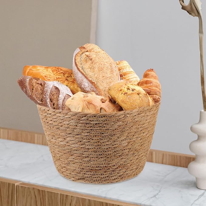 Veemoon 2pcs Wicker Planter Basket, Rustic Straw Woven Flower Basket Arrangement Flower for Plants Laundry Bin Storage Woven Plant Pot Hanging Seaweed Girl Toddler Hanging Seaweed 10. 41x10. 41x7.