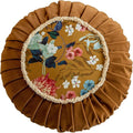 vctops Round Throw Pillow with Zipper Vintage Spring Floral Pillow Cushion Soft Velvet Pleated Throw Pillows for Couch Chair Bed Car (Orange,18")