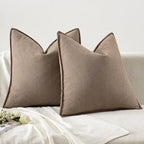 MIULEE Pack of 2 Coco Brown Decorative Pillow Covers 20x20 Inch Soft Chenille Luxurious Couch Throw Pillows Farmhouse Cushion Covers with Elegant Design for Sofa Bedroom Living Room Home Decor