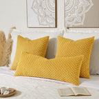 Kevin Textile 14x36 Inch Long Lumbar 1 Pack Boho Decorative Throw Pillow Cover Soft Striped Corduroy Rectangle Cushion Case Farmhouse Solid Color Accent for Living Room Couch Sofa Bed, Mustard Yellow