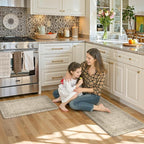 KIMODE Farmhouse Anti Fatigue Kitchen Mat,Vintage Brown Kitchen Rugs Sets of 2,Non Slip Waterproof Kitchen Floor Mats,Ergonomic Cushioned Comfort Standing Mat for Laundry,Office, Sink,Desk