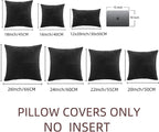 Fancy Homi 2 Packs Black Decorative Throw Pillow Covers 16x16 Inch for Living Room Couch Bed Sofa, Rustic Farmhouse Boho Home Decor, Soft Corss Patchwork Corduroy Textured Square Cushion Case 40x40 cm