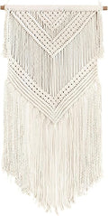 Livalaya Boho Macrame Woven Wall Hanging Beige 16 in x 36 in Modern Bohemian Tapestry wall Art Decor for House, Apartment, Dorm, Bedroom, Nursery, Party Decorations, Wedding, Wall Ornament