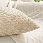 Set of 4 Beige Decorative Throw Pillow Covers 16x16 Inch Corduroy Pillow Covers for Bed Couch Sofa Living Room Soft Square Cushion Cases
