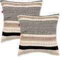 REDEARTH · Handmade Boho Throw Pillow Covers - Bohemian Chic Farmhouse Style - Accent Woven Indoor and Outdoor Pillow Cushion Cases for Couch, Bed, Chair, Sofa, Bench – Set of 2-18"x18" - Natural