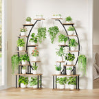Plant Stand Indoor with Grow Lights, 9 Tiered Metal Plant Shelf, 64" Tall Plant Stand for Indoor Plants Multiple, Large Plant Rack Display Shelf, Curved Plant Holder for Living Room, Patio