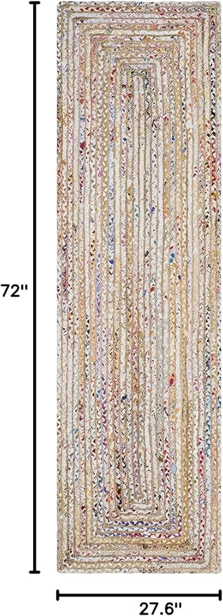 SAFAVIEH Cape Cod Collection Runner Rug - 2'3" x 6', Beige & Multi, Handmade Jute & Cotton, Woven Braided Design (CAP202B)