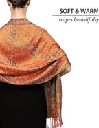 Achillea Reversible Paisley Pashmina Rave Scarf – Exotic Indian Shawls and Wraps for Evening Dresses, Festivals, All Seasons