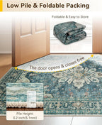 Area Rugs 2'6''x12' Runner Rug Non Slip Washable for Kitchen Hallway Bedroom Beside Laundry Room Bathroom Rug, Floor Carpet, Dark Blue Vintage