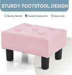 Poofzy Small Foot Stool Ottoman, Linen Ottoman Foot Rest with Legs, Rectangle Foot Rest for Couch, Footstools and Ottomans Small for Living Room and Entryway (Pink)