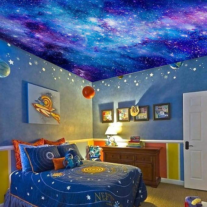 Apdidl Galaxy Space Backdrop Tapestry for Bedroom Aesthetic, Blue Purple Night Starry Sky Stars Universe Ceiling Tapestry, Mysterious Nebula Wall Hanging Room Decor for Living Room Dorm 60'' x 79''