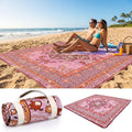 Boho Picnic Blankets 80''x 80'' Extra Large Beach Blanket Waterproof Sandproof Foldable Machine Washable Vintage Grass Lawn Park Mat for Family Camping Party Music Festival
