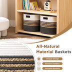 UBBCARE Set of 3 Storage Cubes 11 X 10.5 X 10.5 in, Water Hyacinth Storage Bins for Shelves, Toys, Book, Storage Baskets with Handles, Cotton Rope Woven Baskets for Organizing, Dark Grey