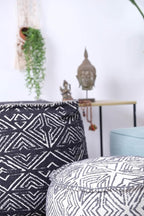 Mandala Life ART Pouf Ottoman - 20x20x20 - Foot Rest Stool White Pouf