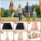Boho Picnic Blankets 80''x 80'' Extra Large Beach Blanket Waterproof Sandproof Foldable Machine Washable Vintage Grass Lawn Park Mat for Family Camping Party Music Festival