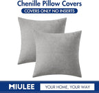 MIULEE Pack of 2 Light Grey Decorative Pillow Covers 20X20 Inch Soft Chenille Couch Throw Pillows Farmhouse Cushion Covers for Home Decor Sofa Bedroom Living Room