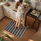 Lahome Elance Striped Easy Jute Front Door Mat, 2x3 Washable Kitchen Rug Small Indoor Outdoor Rugs for Entryway, Farmhouse Neutral Lightweight Non Slip Black Carpet for Foyer