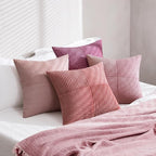 MIULEE Pink Spring Throw Pillow Covers 20x20 Inch Set of 4 Boho Farmhouse Cushion Cases Decorative Gradient Pillow Cases Corduroy Striped Home Decor for Couch Sofa Living Room Bed Valentine Decor