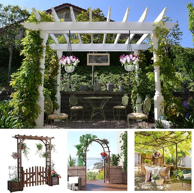 Macrame Plant Hangers Planter Flower Pots Holder 3 Pack Basket Stand Tassels with 6 Hooks Kit Cotton Rope for Decorative Indoor Outdoor Patio Garden Boho Home Décor (POTS NOT Included) (BLACK)