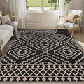 Lahome Bijou Moroccan Easy Jute Carpet, 5x7 Washable Rugs for Living Dining Room Indoor Outdoor Patio Rug, Farmhouse Non Slip Non Shedding Natural Black Carpet for Deck Backyard Entryway Classroom