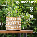 Concrete Rattan-Style Plant Basket Planter, 5" Plant Pots Indoor Outdoor with Drainage Hole, Boho Flower Pot for Succulents, Herbs, Modern Farmhouse Decor, Ideal Gift for Plant Lovers