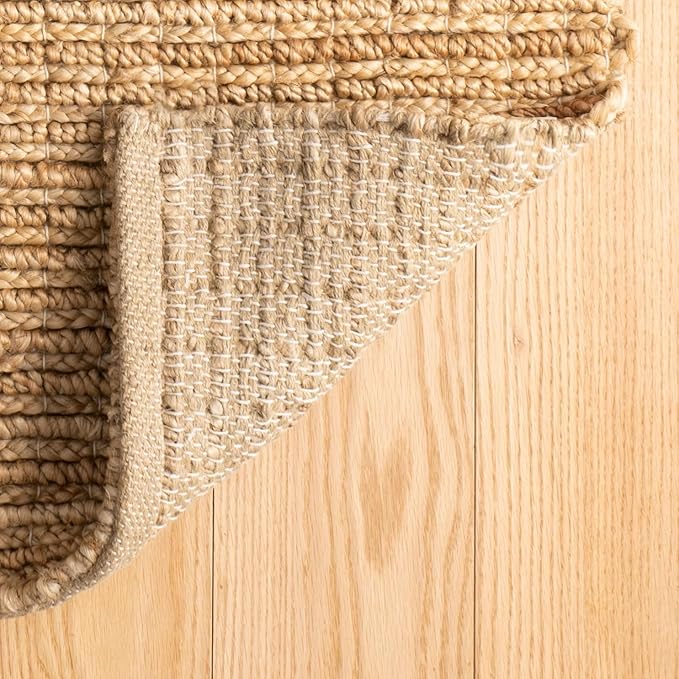 Dash & Albert Dunes Natural Handwoven Jute Rug, 7.5 X 9.5 Feet, Tan Solid Pattern