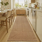 Bathroom Runner Rug,Boho 2x6 ft Hallway Runner,Braided Style Neutral Kitchen Runner Rugs,Faux Jute Rug with Rubber Backing,Machine Washable Solid Entryway Runner Non Slip,Tan Brown