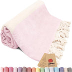 Bazaar Anatolia Turkish Beach Towel – 100% Cotton, Quick Dry, Sand Free Towel for Bathroom, Camping, Travel – Oversized 71x39 Inches – Diamond Pink