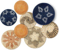 Xuhal 8 Pcs Boho Wall Basket Decor Decorative Bulrush Woven Basket Wall Decor Rustic Farmhouse Hanging Baskets for Kitchen Rustic Home Summer Decorations