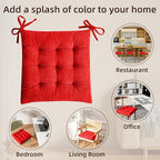 HLOVME Corduroy Chair Cushion with Ties Ultra Soft Warm Floor Cushion for Kids Reading Nook Comfortable Square Seat Cushion for Adult 15.7”x15.7”, Bright red