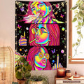 Trippy Tapestry Blacklight Tapestry for Bedroom Weed Decor Marijuana Cannabis Poster Smoking Tapestries Hippie Hippy Wall Tapestries Cool Asf Trippy Room Decor Weed Accessories Gifts 59"x 51"