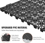 VEVOR Interlocking Tile 55PCS Black, Drainage Tiles 12" x 12" Splicing, Soft PVC Interlocking Drainage Floor Tiles, Non-Slip Drainage Holes for Restroom, Bathroom, Kitchen, Pool, Wet Areas