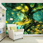Apdidl Forest Nature Green Tapestry for Bedroom, Tree of Life Wall Art Big Tree Landscape Tapestries, Fairy Tales Fantasy Magical Butterfly Mushroom Backdrop Wall Hanging for Living Room Decor 51"X60"