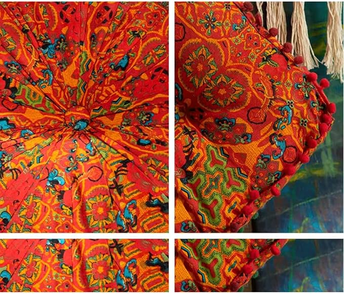 Meditation Floor Pillow, Large Pillows Seating, Bohemian Cushion for Fireplace Yoga Living Room Sitting(Size:55x55x8cm,Color:Moroccan Round mat - Orange)
