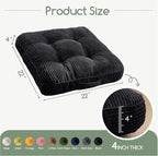 HIGOGOGO Floor Pillow Cushion for Adults, Meditation Cushion Pillow, Large Square Floor Sitting, Tufted Corduroy Cover, for Tatami Living Room or Yoga, 22x22 Inch, 2Pack, Black