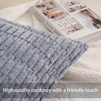 Pack of 2 Corduroy Decorative Throw Pillow Covers 16x16 Inch Soft Striped Pillow Covers Modern Farmhouse Home Decor for Sofa Living Room Couch Bed（Light Grey）