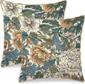 KSLIDS Vintage Flowers Soft Velvet Throw Pillow Covers Set of 2 Floral Plant Leaves Decorative Pillow Covers 16x16 Inch Yellow White Flowers Pillow Case for Sofa Couch Bedroom Farmhouse Home Decor