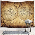 JAWO Old World Map Tapestry, Vintage Wanderlust Pirate Map Tapestry Wall Hanging for Bedroom, Historical Atlas Tapestries Poster Beach Blanket College Dorm Home Decor (80W X 60H)