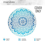 Mandala Life ART Yoga Decor Floor Cushion Cover - Round Meditation Pillow Case - Hand Printed Organic Cotton Pouf