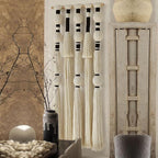 Flber Macrame Wall Hanging Tassels Sphericity Cotton Textile Hanging Geometric Yarn Wall Art for Bedroom Living Room Decor 15.7" W x 39" L