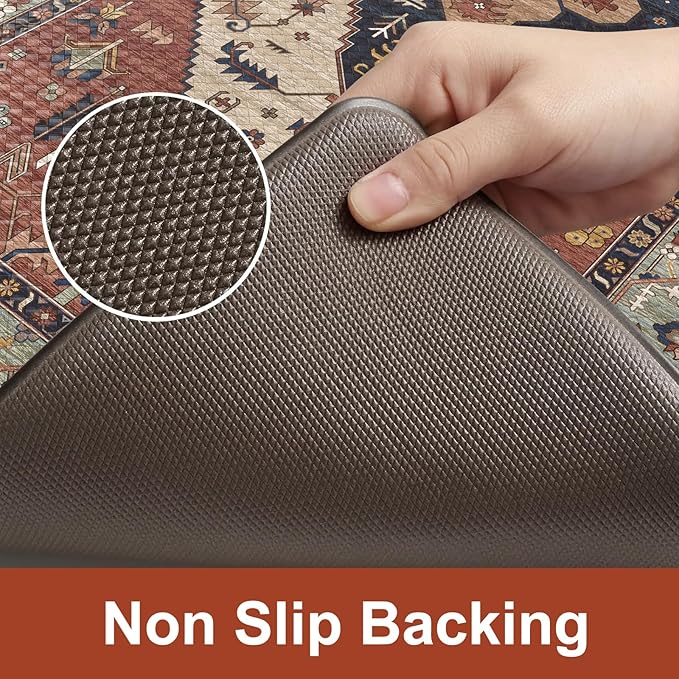 KIMODE Farmhouse Kitchen Mats,Anti Fatigue Kitchen Rugs Sets of 2, Non Slip Waterproof Kitchen Floor Mats, Ergonomic Cushioned Comfort Standing Mat for Laundry, Office, Sink,Desk,Red