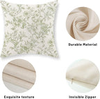 Sage Green Pillow Covers 18x18 Set of 2 Light Green Floral Chinoiserie Throw Pillows Vintage Rustic Toile Flower Decorative Pillow Cases Outdoor Chinoiserie Decor Cushion Case for Couch Sofa