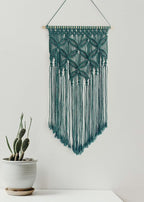 Winterdemoon Handmade Cotton Home Decor Macrame Wall Hanging Deep Green