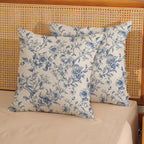 Blue Pillow Covers 20x20 Set of 2 Blue and Cream Floral Chinoiserie Throw Pillows Vintage Rustic Toile Flower Decorative Pillow Cases Outdoor Chinoiserie Decor Cushion Case for Couch Bed Sofa